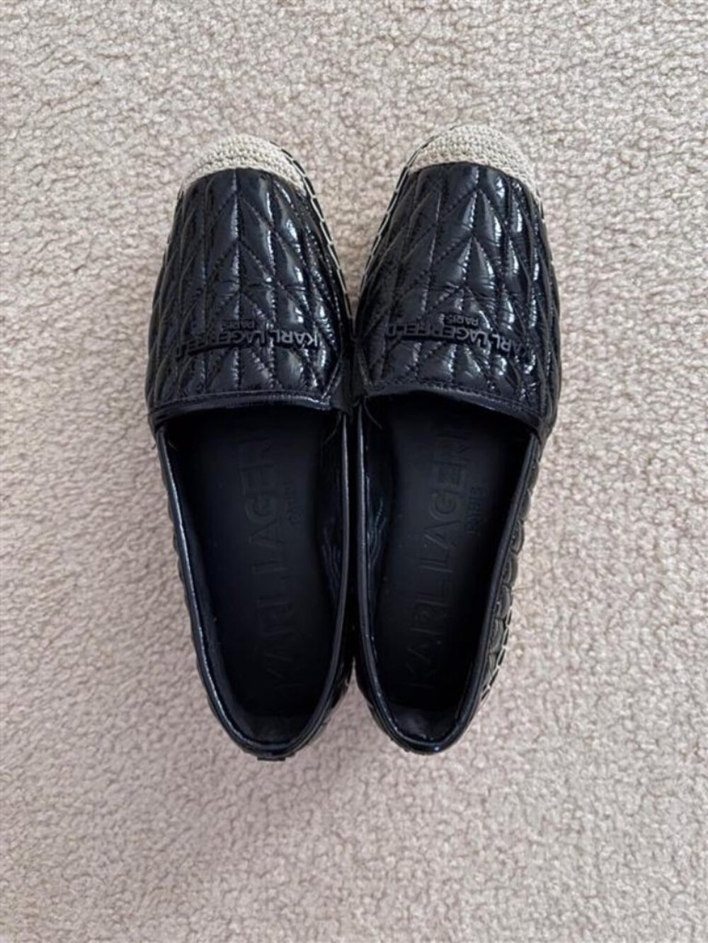 Karl Lagerfeld Paris Desta Logo Quilted Espadrille Loafers Black Size 8M - Picture 2 of 6